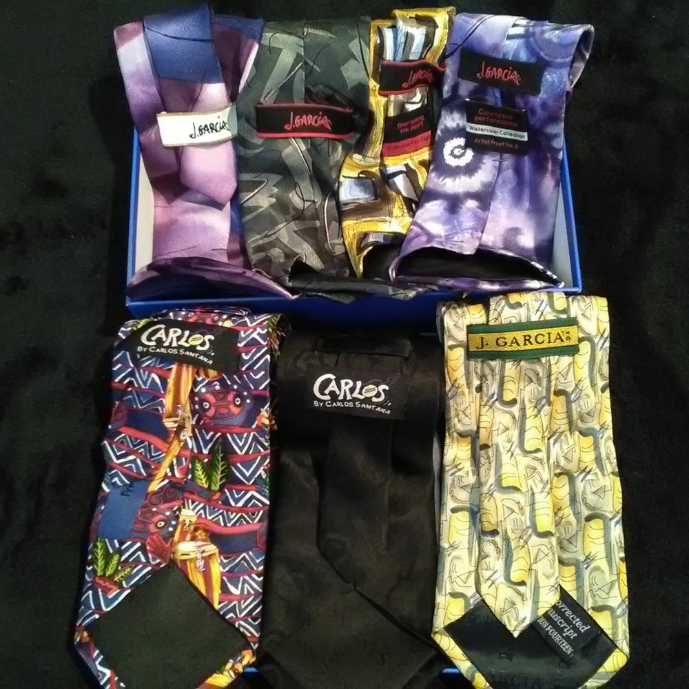 Jerry Garcia b& Carlos Santana Men's Ties